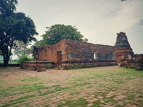 The ancient castle and ruins at in Phra Nakhon Si Ayutthaya Historical Park to world cultural heritage, Thailand,  Ayutthaya is another important capital in Thai history. Maintained continual importance from 1893 - 2310, a total of 417 years. Take a photo in 2022