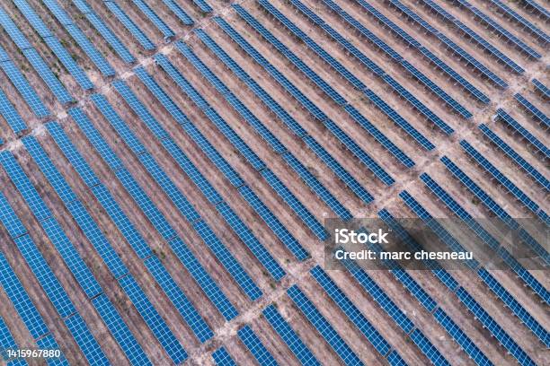 Un Champ De Panneaux Solaires Stock Photo - Download Image Now - Aerial View, Agricultural Field, Biological Cell