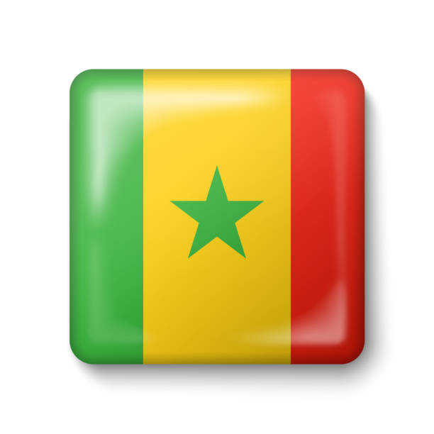 Senegal Flag - Square Glossy Icon. Senegal Flag - Square Glossy Icon. Vector Illustration. senegal flag stock illustrations
