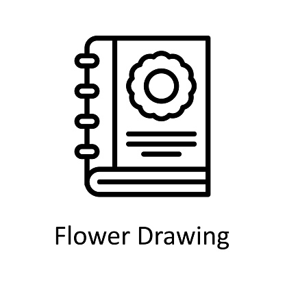 Flower Drawing vector Outline Icon Design illustration on White background. EPS 10 File