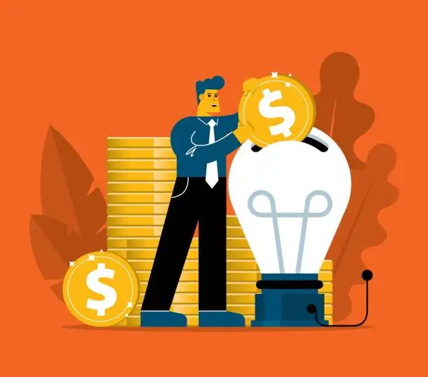 Vector illustration of invest money - Businessman