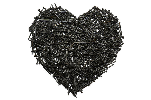 heart made out of nails. Man's heart. stock photo