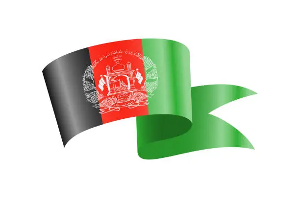 Vector illustration of Waving Afghanistan flag. National waving flag on a white background.