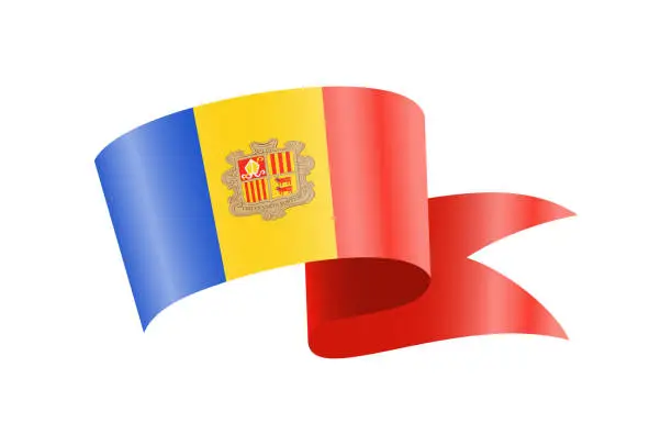 Vector illustration of Waving Andorra flag. National waving flag on a white background.