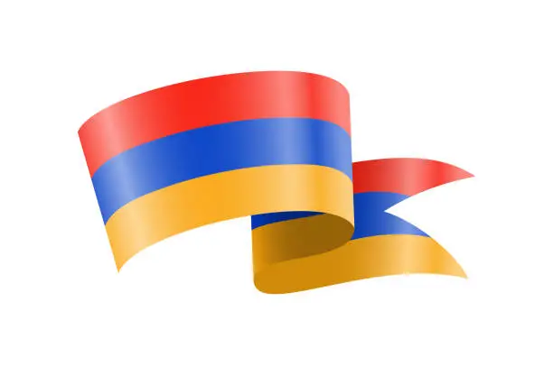 Vector illustration of Waving Armenia flag. National waving flag on a white background.