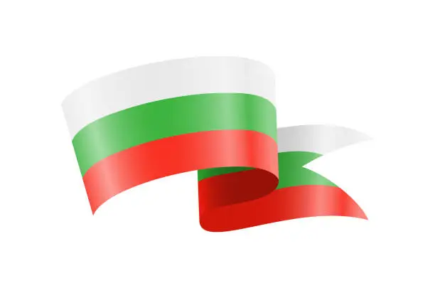 Vector illustration of Waving Bulgaria flag. National waving flag on a white background.