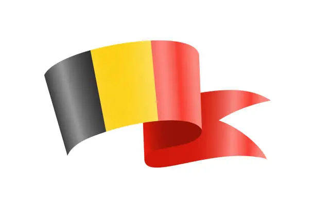 Vector illustration of Waving Belgium flag. National waving flag on a white background.