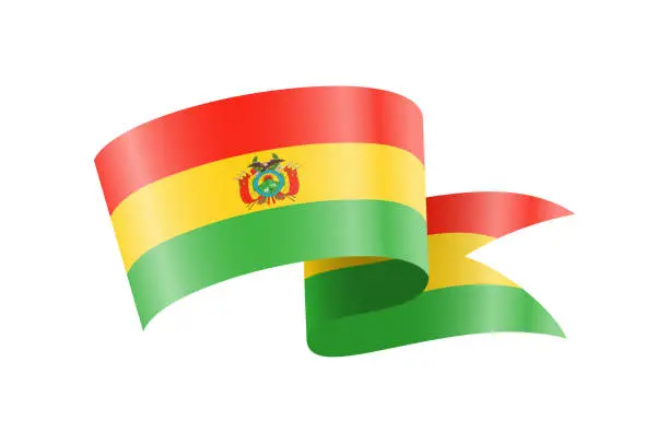 Vector illustration of Waving Bolivia flag. National waving flag on a white background.