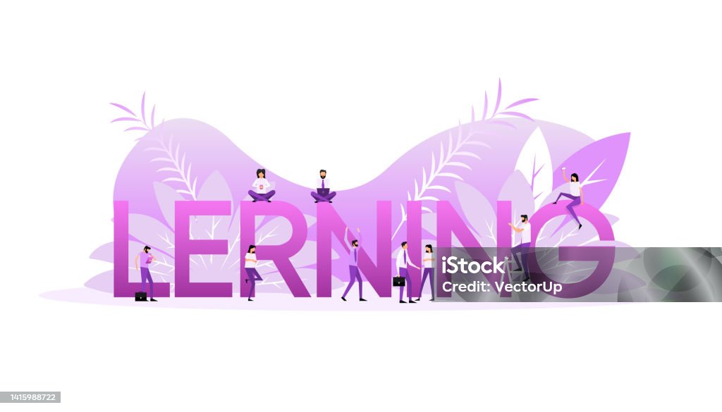 Learning People In Flat Style Design Template Vector Flat Vector ...