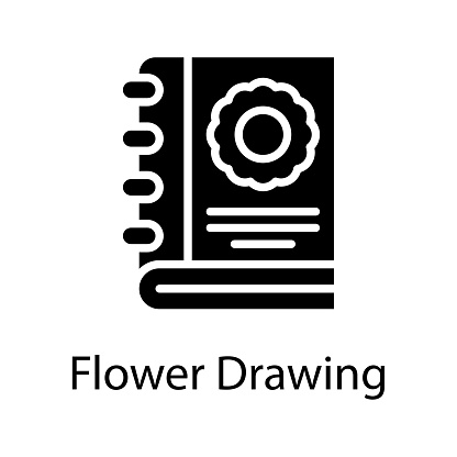 Flower Drawing vector Solid Icon Design illustration on White background. EPS 10 File