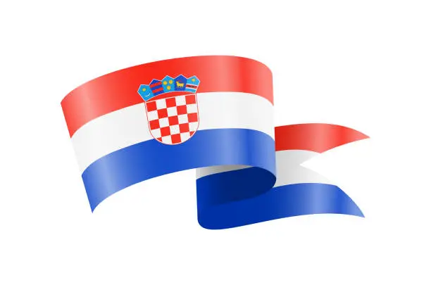Vector illustration of Waving Croatia flag. National waving flag on a white background.