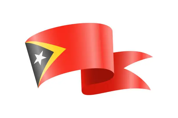 Vector illustration of Waving East Timor flag. National waving flag on a white background.