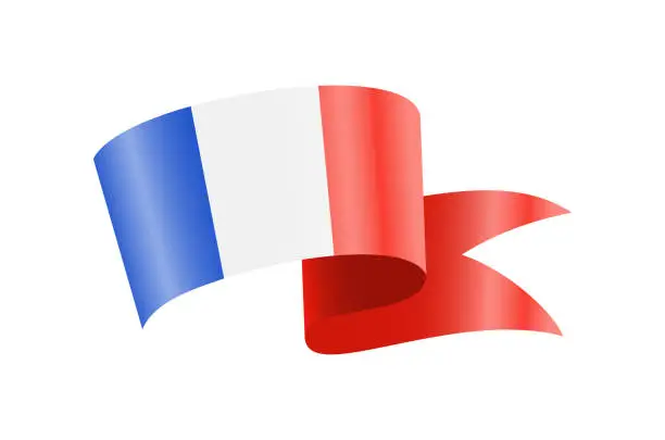 Vector illustration of Waving France flag. National waving flag on a white background.