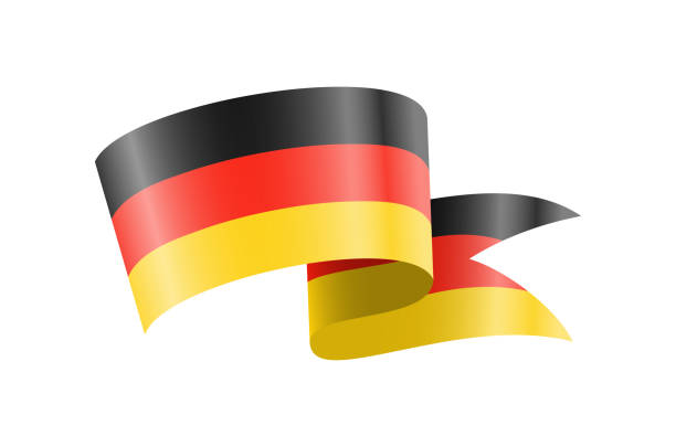 schwenkende deutschlandflagge. nationale wehende flagge auf weißem hintergrund. - deutsches wappen stock-grafiken, -clipart, -cartoons und -symbole