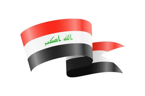 Vector illustration of Waving Iraq flag. National waving flag on a white background.