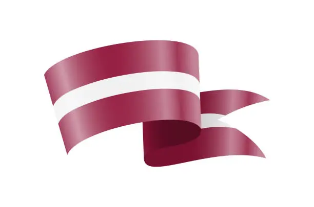 Vector illustration of Waving Latvia flag. National waving flag on a white background.