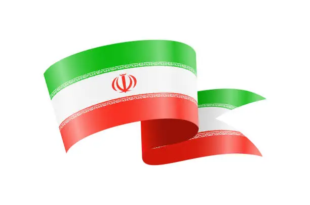 Vector illustration of Waving Iran flag. National waving flag on a white background.