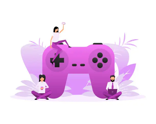 Vector illustration of Flat joystick people for computer game design. Flat vector illustration