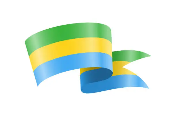 Vector illustration of Waving Gabon flag. National waving flag on a white background.