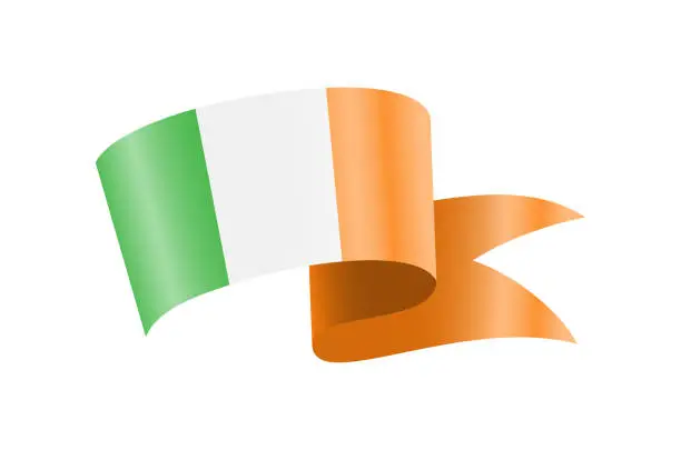Vector illustration of Waving Ireland flag. National waving flag on a white background.