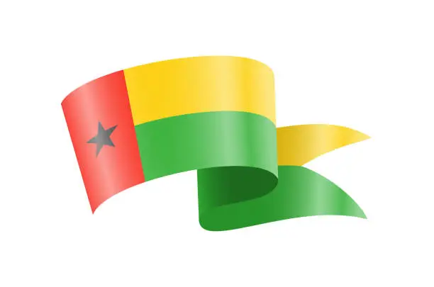 Vector illustration of Waving Guinea-Bissau flag. National waving flag on a white background.