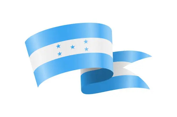 Vector illustration of Waving Honduras flag. National waving flag on a white background.