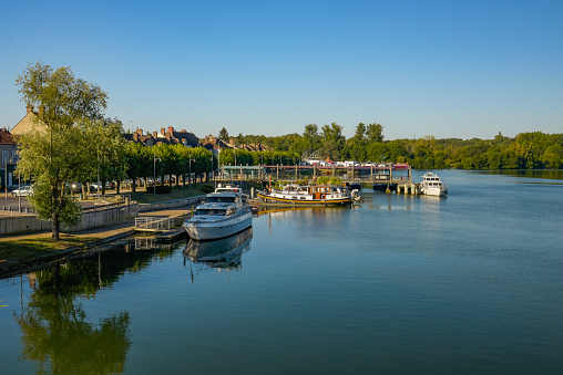 view on the harbor of Saint Mammès in Seine et Marne in France