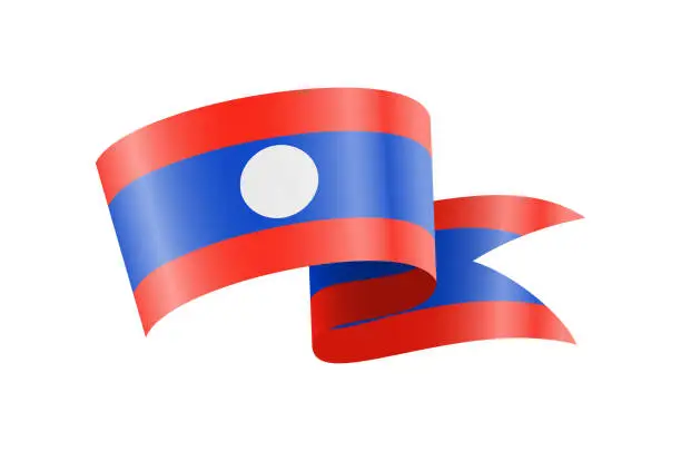 Vector illustration of Waving Laos flag. National waving flag on a white background.