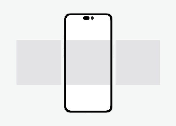 макет поста в социальных сетях. смартфон похож на iphone с пустым экраном для карусели ui социальной сети - 14 stock illustrations