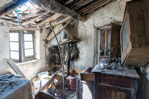 Old, abandoned room in residential building