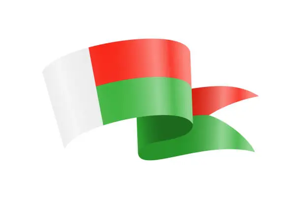 Vector illustration of Waving Madagascar flag. National waving flag on a white background.