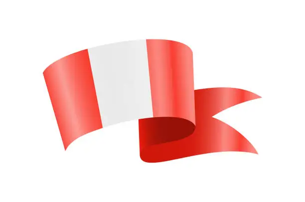 Vector illustration of Waving Peru flag. National waving flag on a white background.