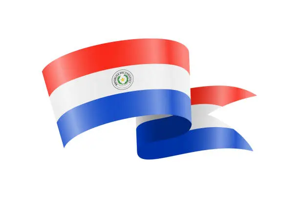 Vector illustration of Waving Paraguay flag. National waving flag on a white background.