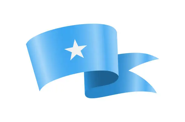 Vector illustration of Waving Somalia flag. National waving flag on a white background.