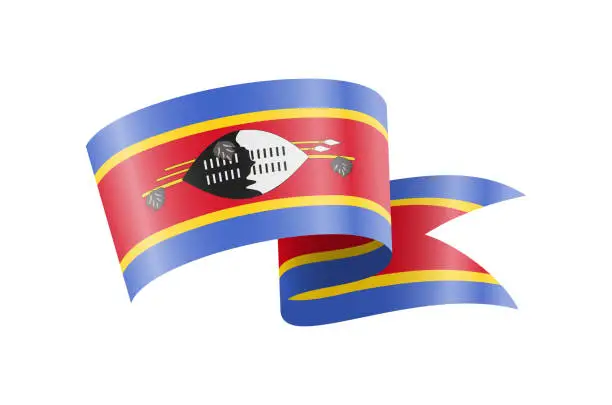 Vector illustration of Waving Eswatini flag. National waving flag on a white background.