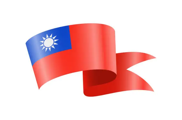 Vector illustration of Waving Taiwan flag. National waving flag on a white background.