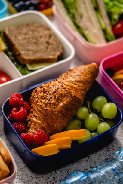 istock Various of Healthy lunch boxes. Pack for school set in plastic package 1416001046