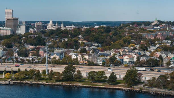 istock Providence River and remote Downtown view. Highway 195 / i-195 with traffic on it. 1416004285