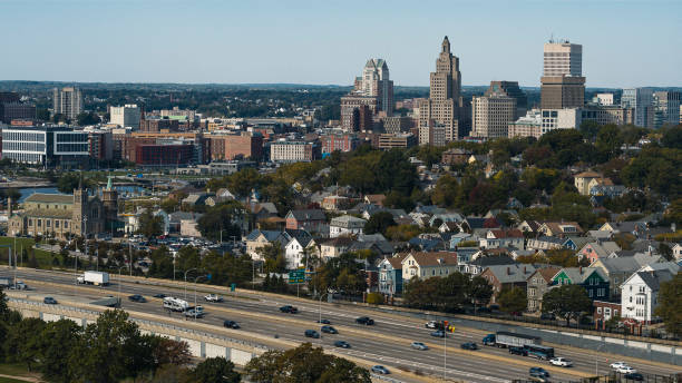 istock Providence Downtown distant view with highway 195 / i-195 with traffic on it. 1416004294