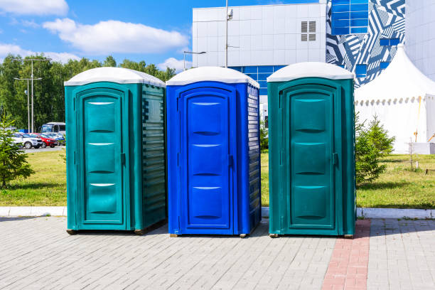 Mobile toilet cabins are located on the pedestrian zone next to the recreation area Mobile toilet cabins are located on the pedestrian zone next to the recreation area portable toilet stock pictures, royalty-free photos & images