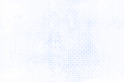 Blank empty textured effect light sky blue and white abstract backgrounds with tile halftone pattern, little squares splattered all over. There is no text, no people and copy space allover.