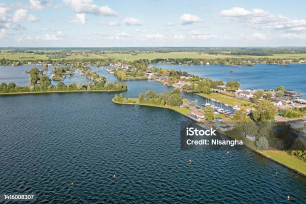 Aerial From The Village Vinkeveen At The Vinkeveense Plassen In The Netherlands Stock Photo - Download Image Now