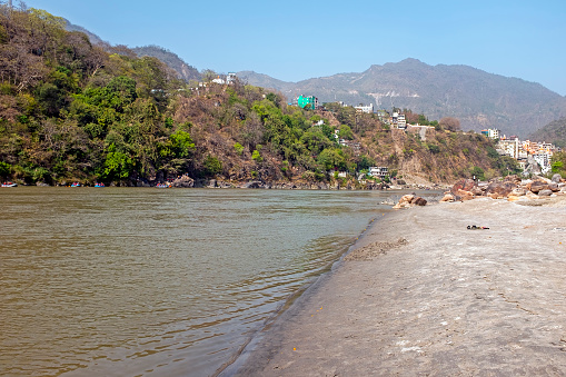 At the bank of the holy river Ganga near Rishikesh in India Asia