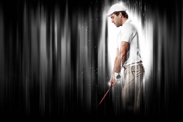 Captured mid-swing, golfer's joyous energy is palpable, accentuated by thrill of shot and intrinsic beauty of game in perfect spring day. Concept of sport, recreation, active lifestyle. Copy space.