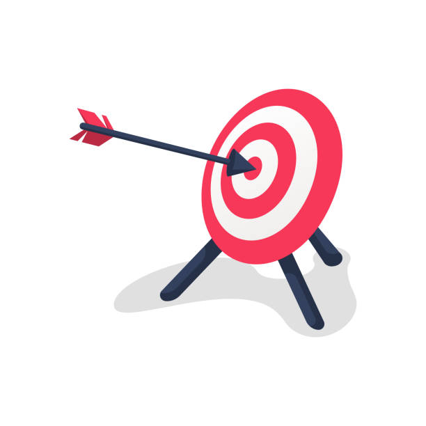 цель и стрелка. достигает цели. цель в бизнес-концепции. - target targeted ideas inspiration stock illustrations