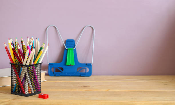 istock Back to school. Colored pencils on the table. 1416014281