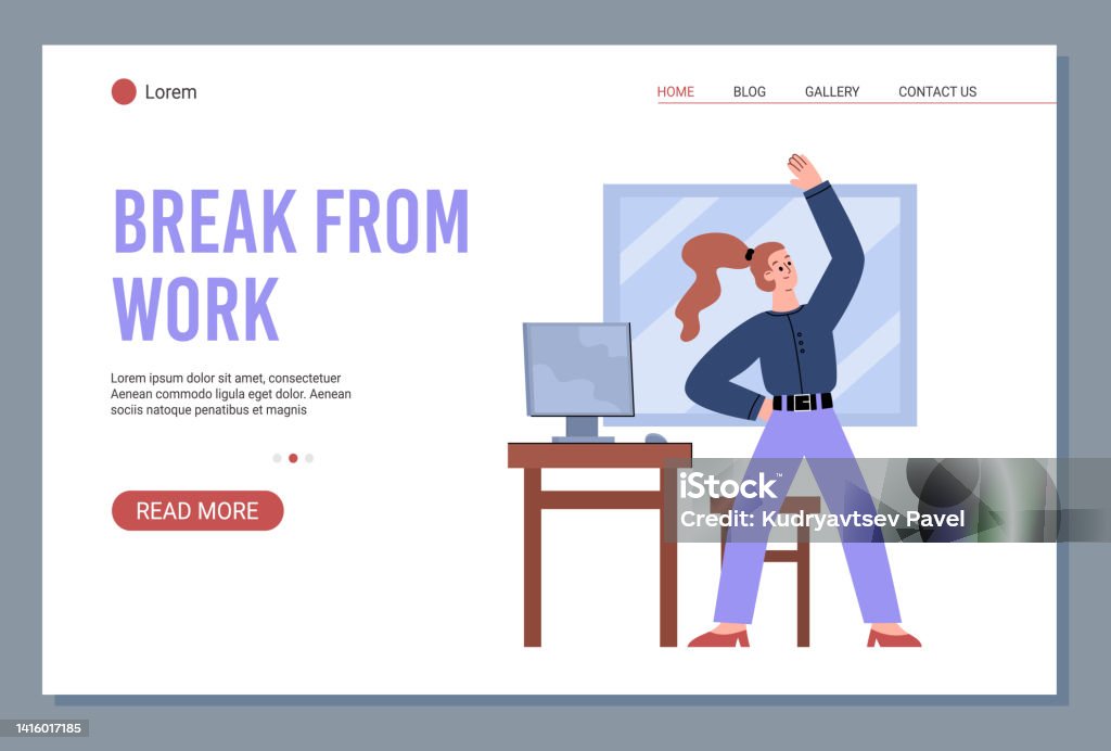 Workforce Break Work Break At Workplace Concept For Web Banner Flat Vector Illustration ...