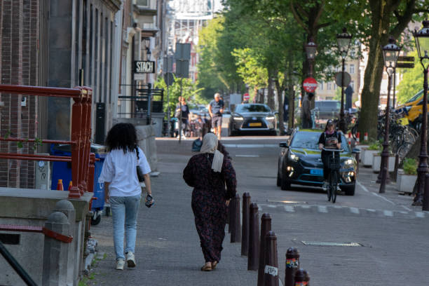 Islamic Woman Walking At Amsterdam The Netherlands 23-6-2022