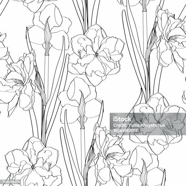 Seamless Delicate Pattern With Spring Line Flowers Bright Spring ...