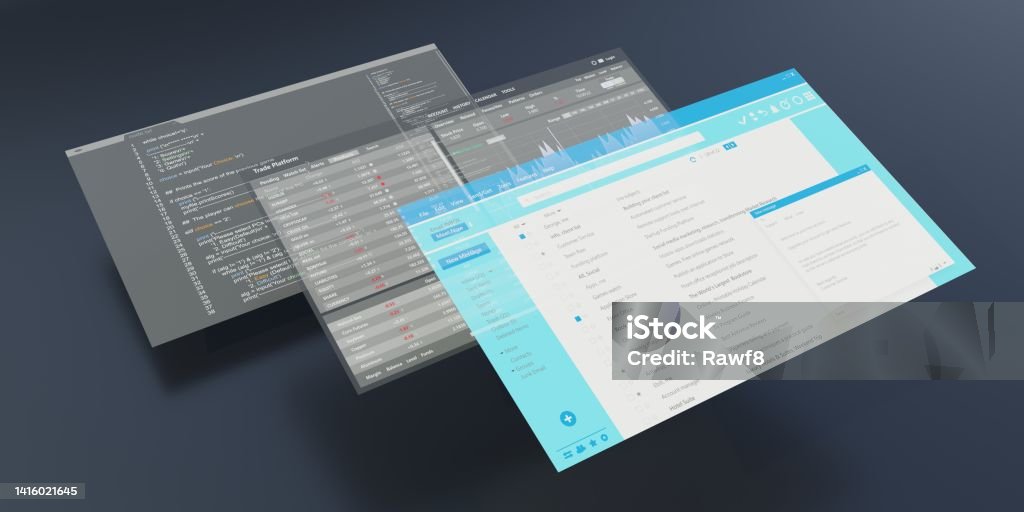Email Interface Trade Platform And Computer Code Templates 3d Render ...